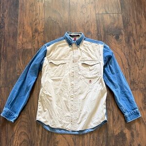 Vintage Tommy Hilfiger Denim-Collar Two-Tone Button Down Shirt SZ Large